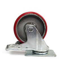 4 inch medium duty plate  iron core TPU casters with brake